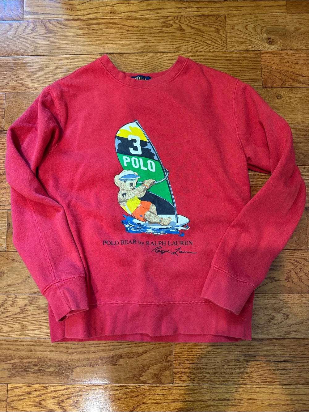 POLO Ralph Lauren Red Polo Bear Windsurfing Crewneck Sweatshirt